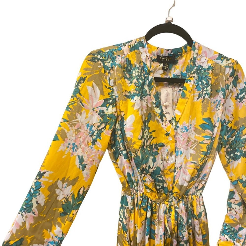 NWT JESSICA SIMPSON Shiloh Satin Fit & Flare Dress in Golden Rod, Size Sm - Picture 4 of 7